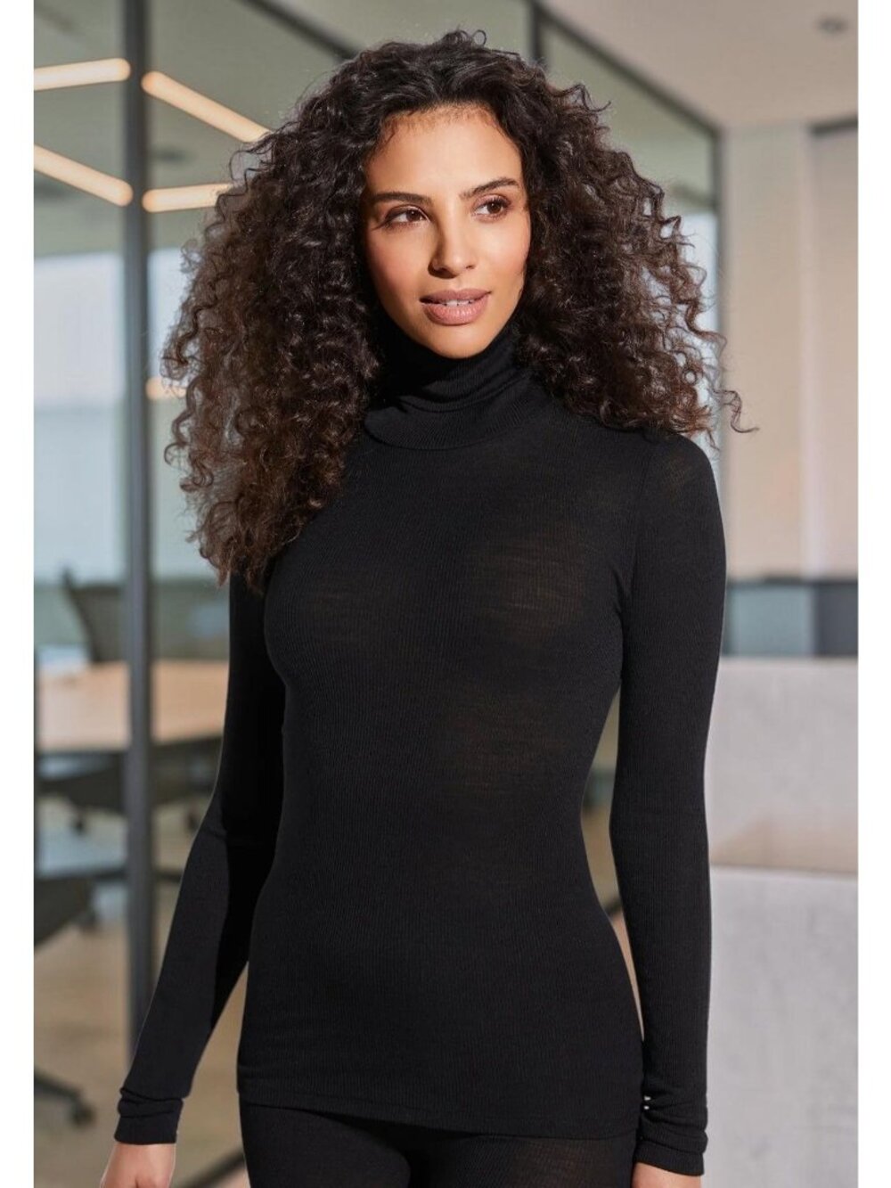 Zimmerli Wool & Silk Roll Neck Long Sleeve - Black- Size Medium -NWT